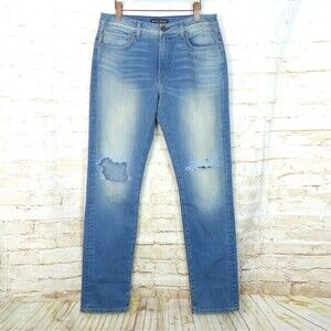 Monfrere Jeans Men 32X32 Blue Greyson Distressed Skinny Destroyed Knee Rock Punk